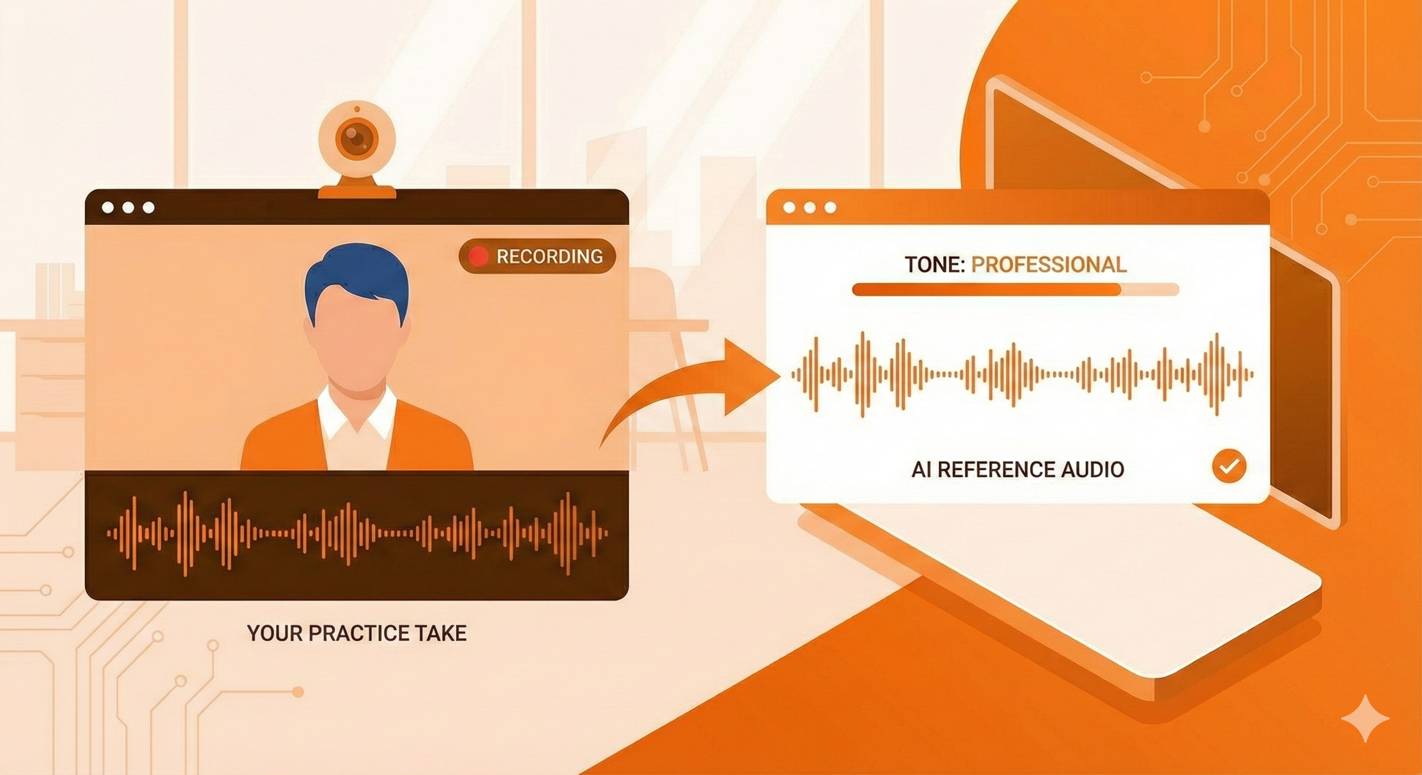 Rehearse for Interview Success - Record and compare with AI audio